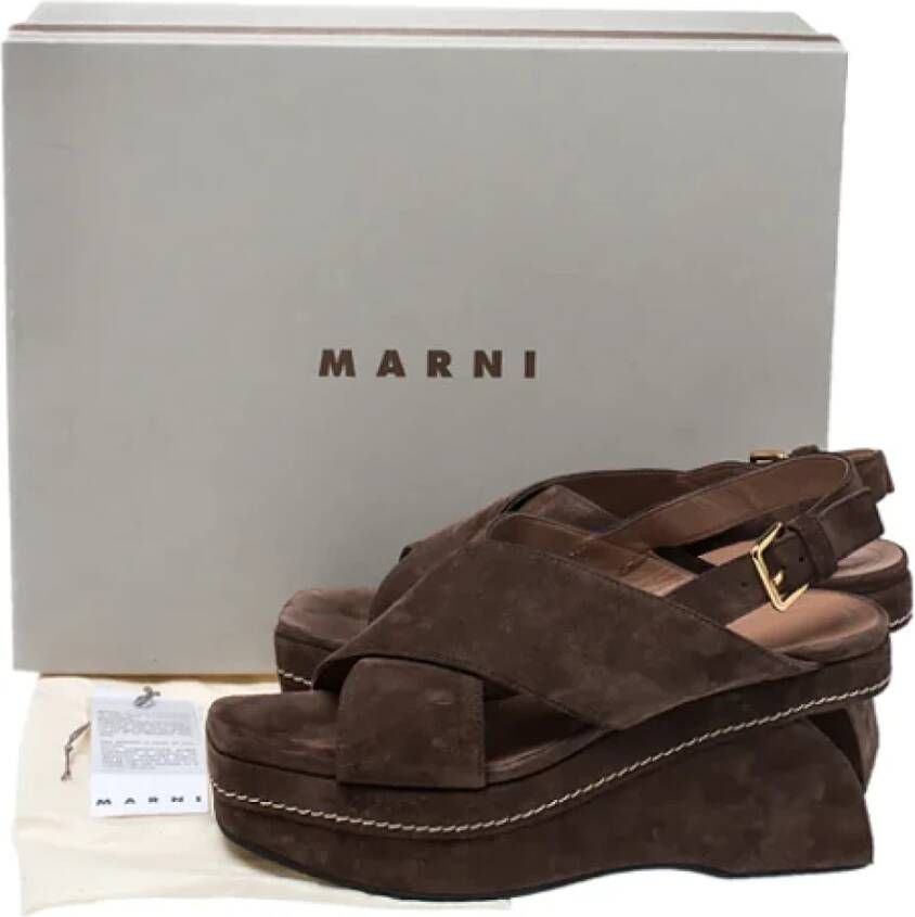 Marni Pre-owned Suede sandals Brown Dames