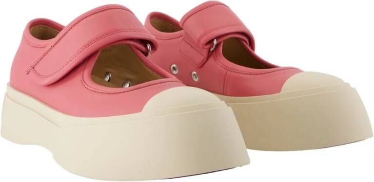 Marni Roze Leren Ballerina's Ronde Neus