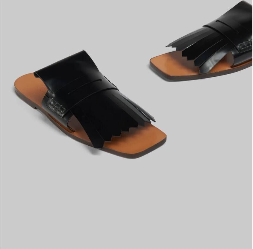 Marni Leren bambi sandaal Black Dames