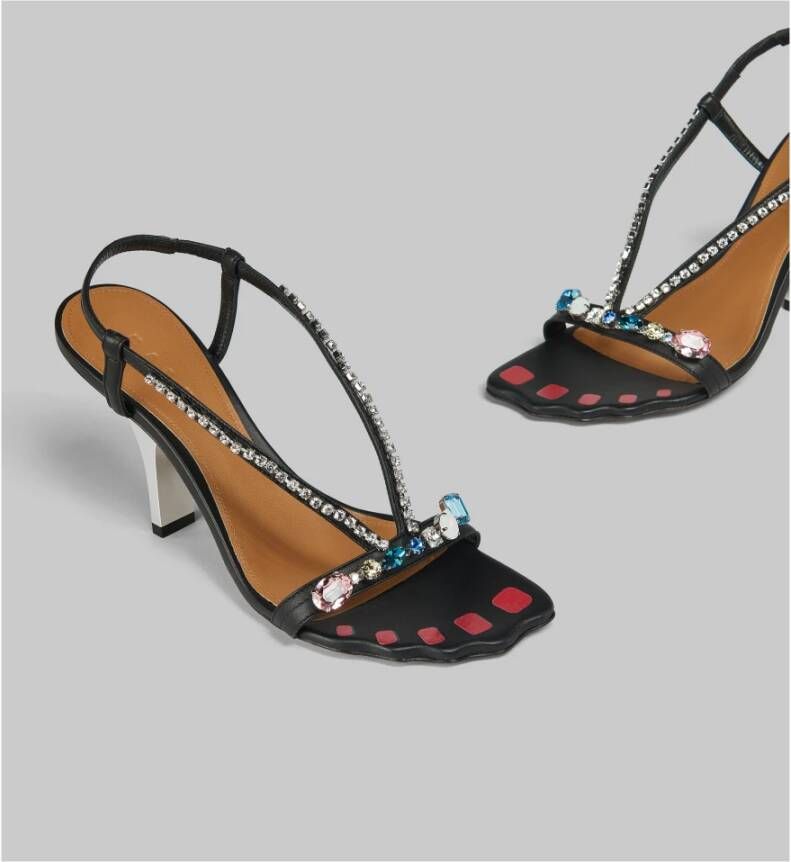 Marni Leren sandalen met edelstenen Black Dames
