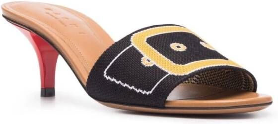 Marni Hoge hakken gesp-print sandalen Zwart Dames