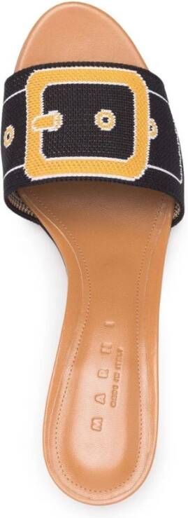 Marni Hoge hakken gesp-print sandalen Zwart Dames