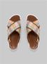 Marni Fussbett sandalen leer en raffia-effect stof Multicolor Dames - Thumbnail 4