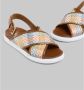 Marni Fussbett sandalen leer en raffia-effect stof Multicolor Dames - Thumbnail 5