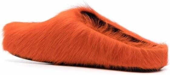 Marni Fussbett Sabot slippers met kalfshaar Oranje - Foto 3