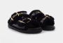 Marni Zwarte Leren Fussbett Slides Zwart Dames - Thumbnail 5