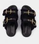 Marni Zwarte Leren Fussbett Slides Zwart Dames - Thumbnail 7
