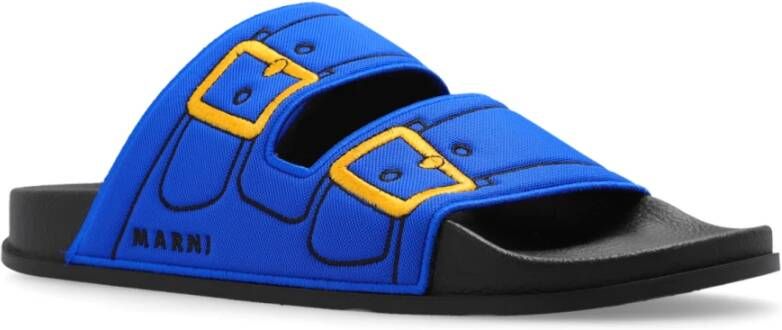 Marni Slides with logo Blue Heren