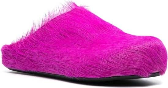 Marni Fussbet Sabot slippers met kalfshaar Paars - Foto 2