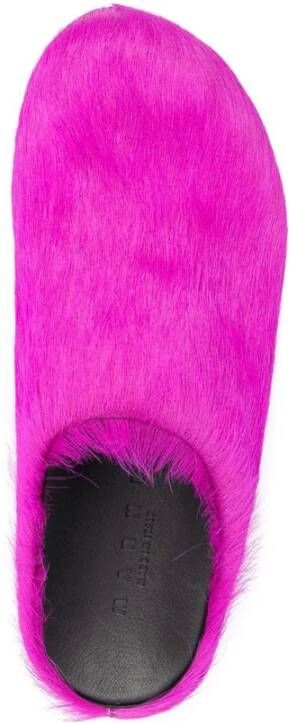 Marni Fussbet Sabot slippers met kalfshaar Paars - Foto 4