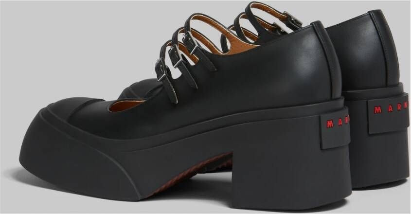 Marni Leren pablo triple-gesp mary jane schoen Black Dames