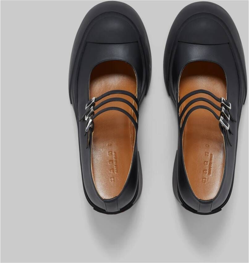 Marni Leren pablo triple-gesp mary jane schoen Black Dames