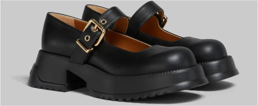 Marni Leren mary jane met plateauzool Black Dames
