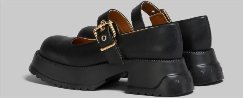 Marni Leren mary jane met plateauzool Black Dames