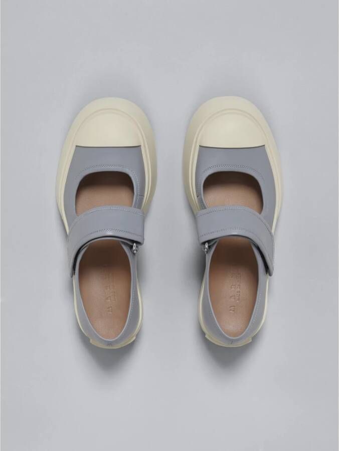 Marni Leren Mary Jane sneakers Grijs - Foto 4
