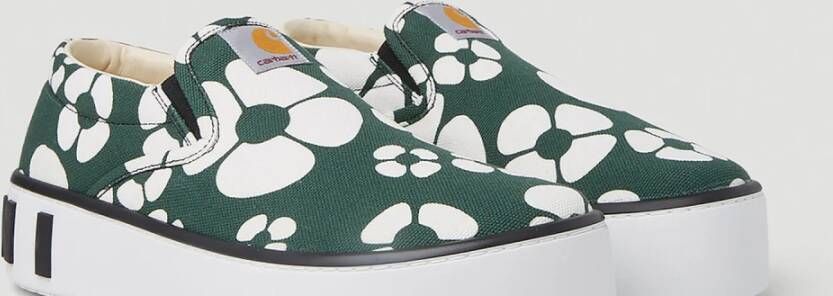 Marni Bloemen Canvas Sneakers Groen Dames