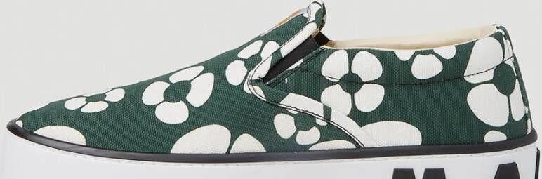 Marni Bloemen Canvas Sneakers Groen Dames