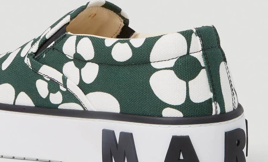 Marni Bloemen Canvas Sneakers Groen Dames