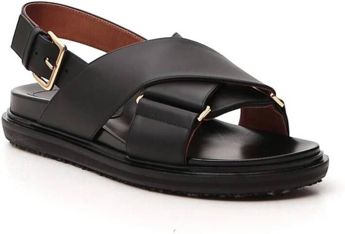 Marni Kruis-Flat Sandalen Black Dames