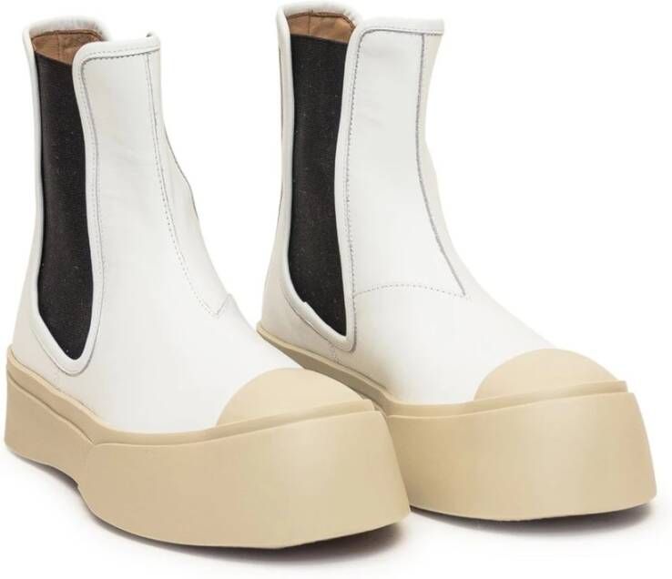 Marni Witte Leren Enkellaarzen White Dames