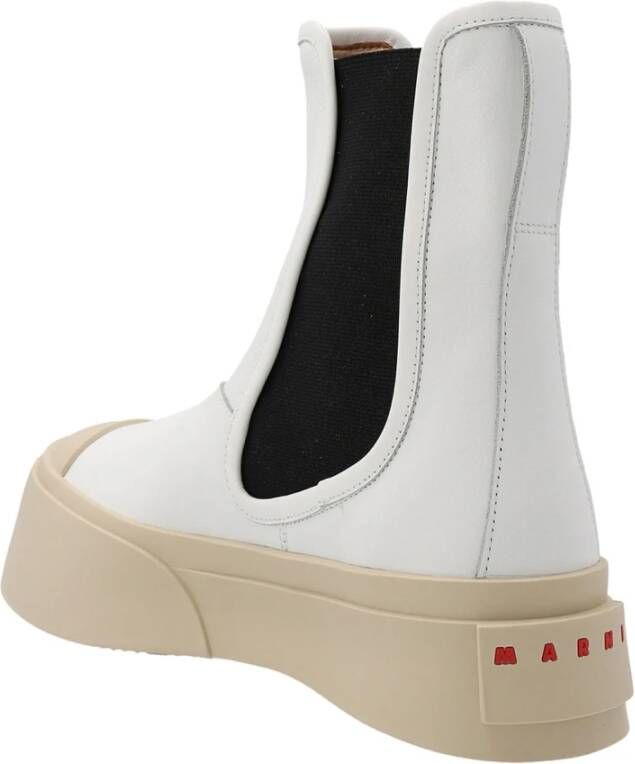 Marni Witte Leren Enkellaarzen White Dames