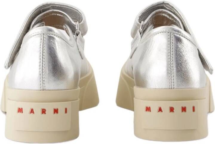 Marni Zilveren Leren Sneakers met Klittenbandsluiting - Foto 4