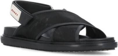 Marni Zwarte Leren en Technische Stoffen Sandalen Black Dames