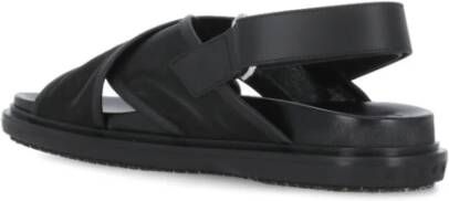 Marni Zwarte Leren en Technische Stoffen Sandalen Black Dames