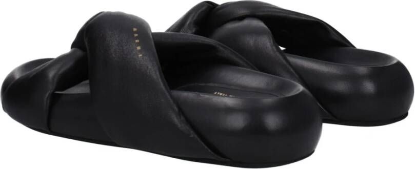 Marni Zwarte Leren Slippers Sandalen