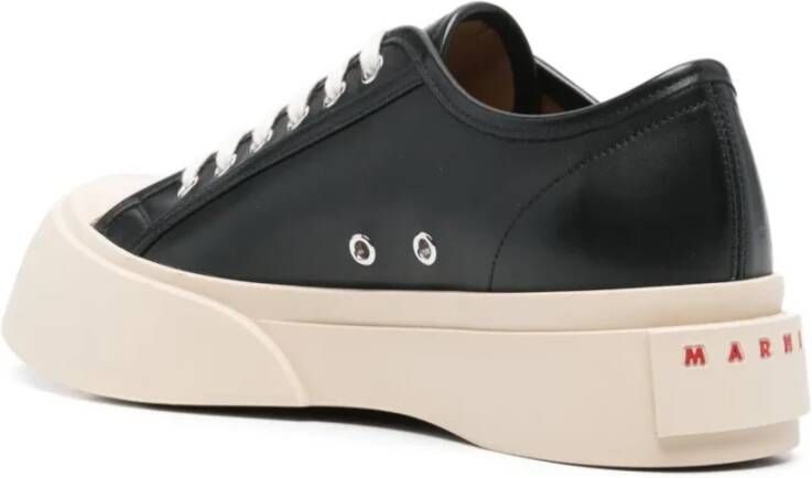 Marni Zwarte Leren Sneakers met Rubberen Zool