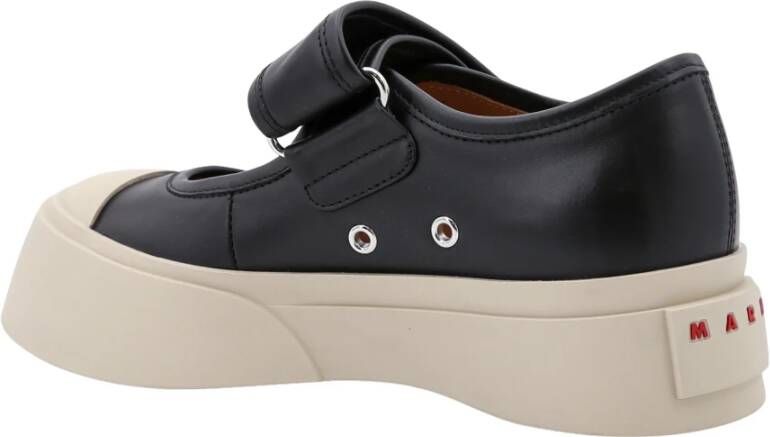 Marni Zwarte Leren Sneakers met Verstelbare Band Black Dames