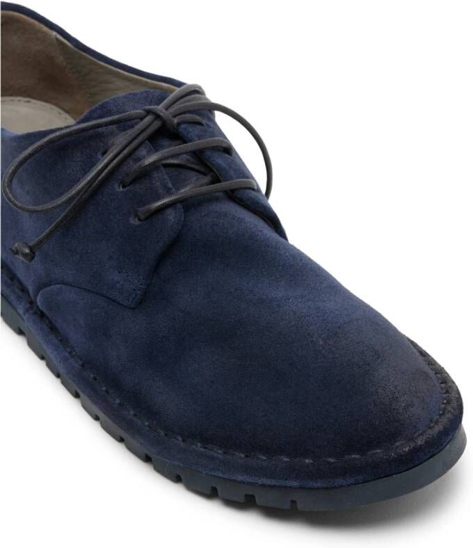 Marsell Blauwe Omgekeerde Leren Derby Schoenen