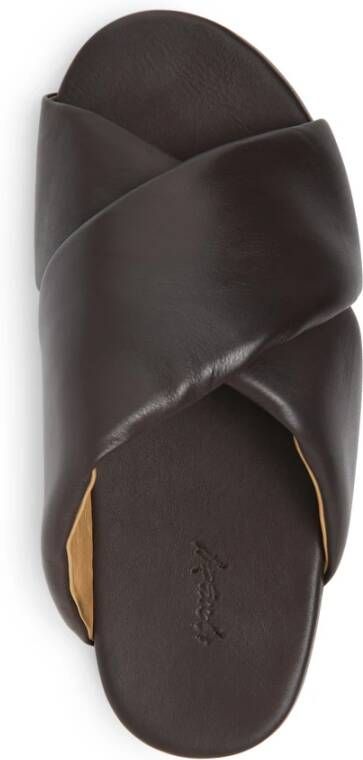 Marsell Chocoladebruine Leren Cross-over Sandalen