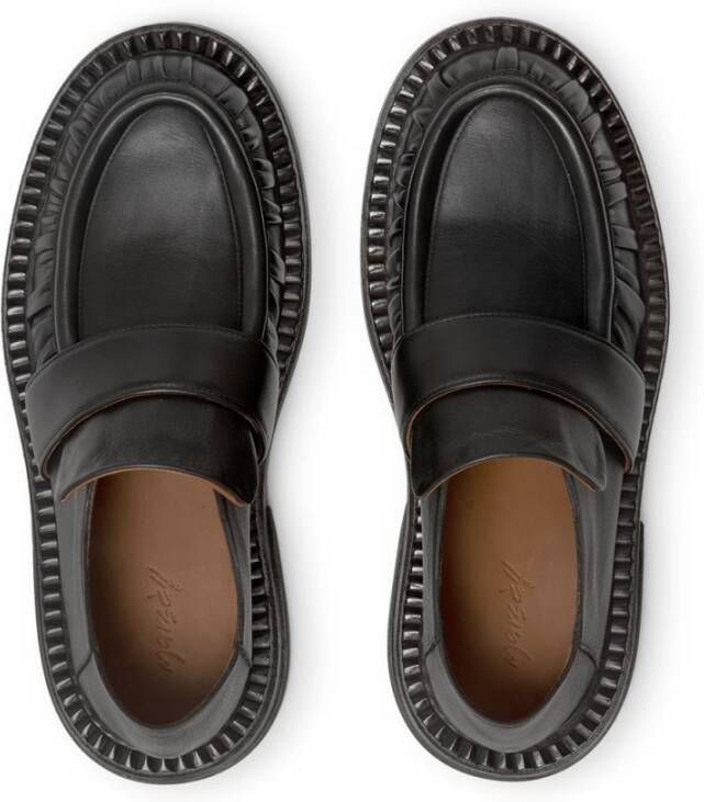 Marsell Zwarte leren loafers met tonale band
