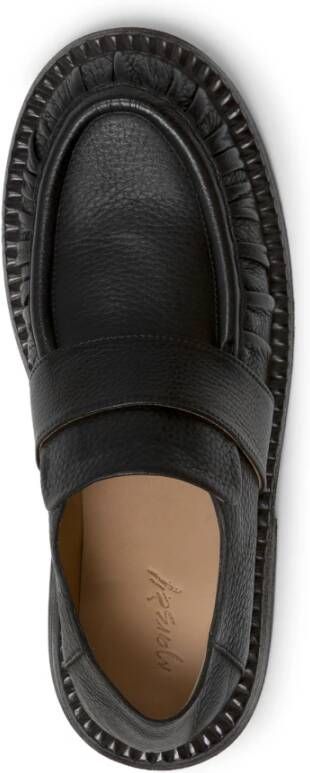 Marsell Zwarte leren loafers met tonale band