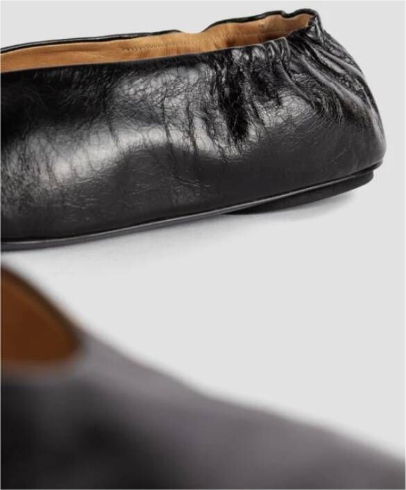 Marsell Zwarte leren platte ballerina's