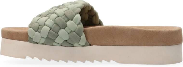 Maruti Leren Chalk Green Slippers
