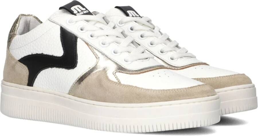 Maruti Witte leren sneakers met beige suède Beige Dames