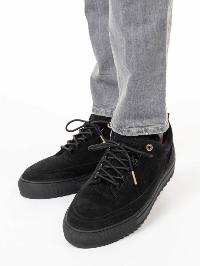 Mason Garments Zwarte Suede Sneakers met Gouden Accents Black Heren