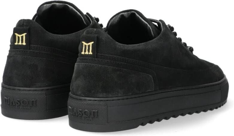 Mason Garments Zwarte Suede Sneakers met Gouden Accents Black Heren