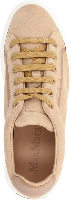 Max Mara Beige suède sneaker met leren details Beige Dames