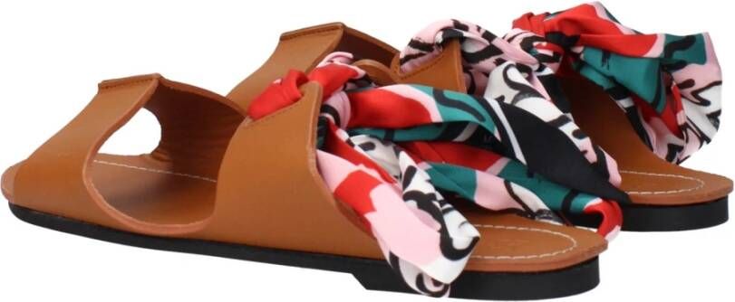 Max Mara Bruin Leren Platte Sandalen
