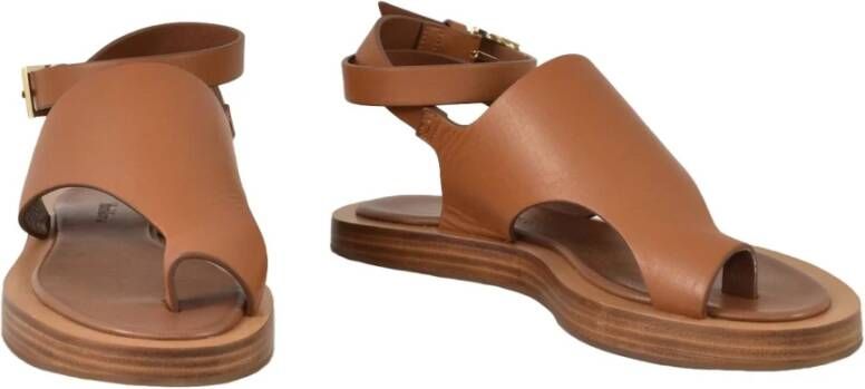 Max Mara Leren sandaal met rubberen zool Brown Dames