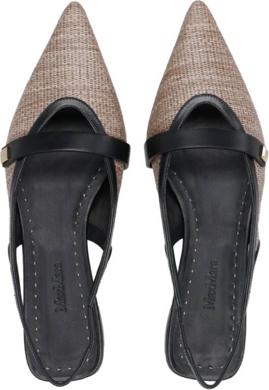 Max Mara Leren Sandalen met Raffia-effect