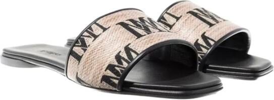 Max Mara Logo Slide Leren Sandalen Vrouwen Black Dames