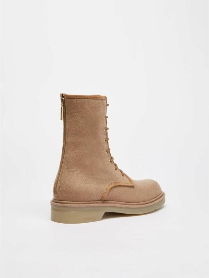 Max Mara Luxe Militaire Stijl Ritslaarzen Beige Dames