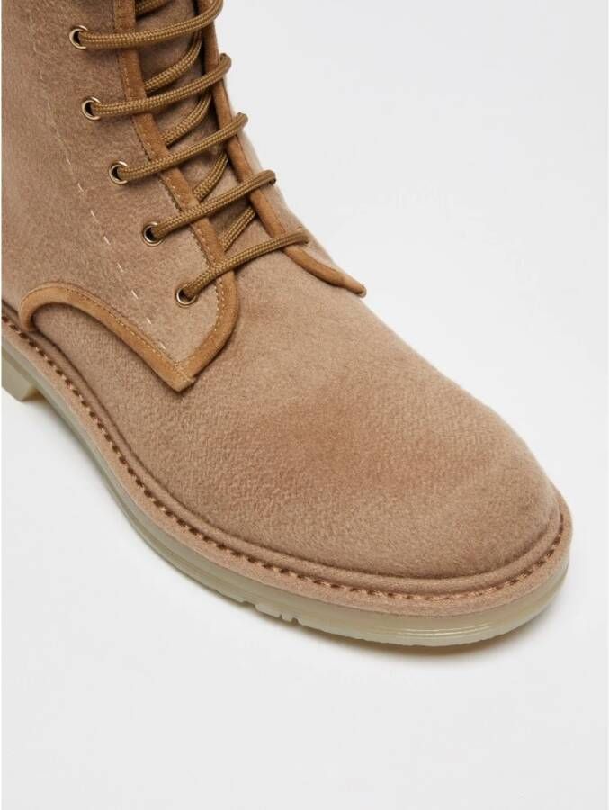Max Mara Luxe Militaire Stijl Ritslaarzen Beige Dames