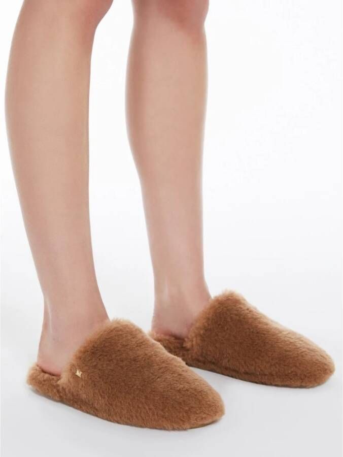 Max Mara Luxe Teddy Pantoffels met Zijde Beige Dames