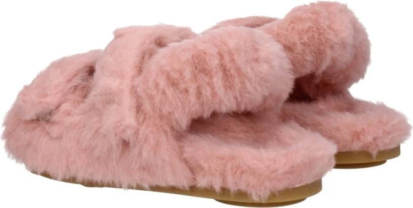 Max Mara Roze Bont Sandaal Band Sluiting Eco Bont