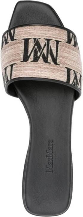 Max Mara Slippers met Logo Detail Beige Dames
